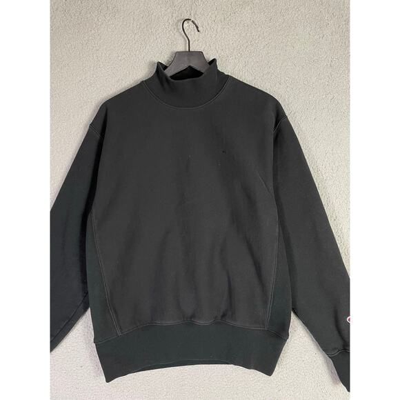 Champion Reverse Weave Black‎ Crewneck Sweatshirt Medium Embroidered Logo - Picture 5 of 8